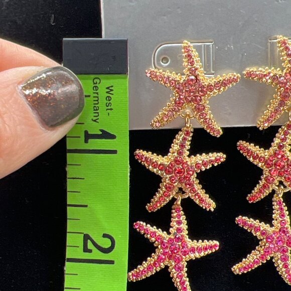 Sugarfix By Baublebar Pink Rhinestone Starfish Drop Earrings Nickel Free - Picture 5 of 6